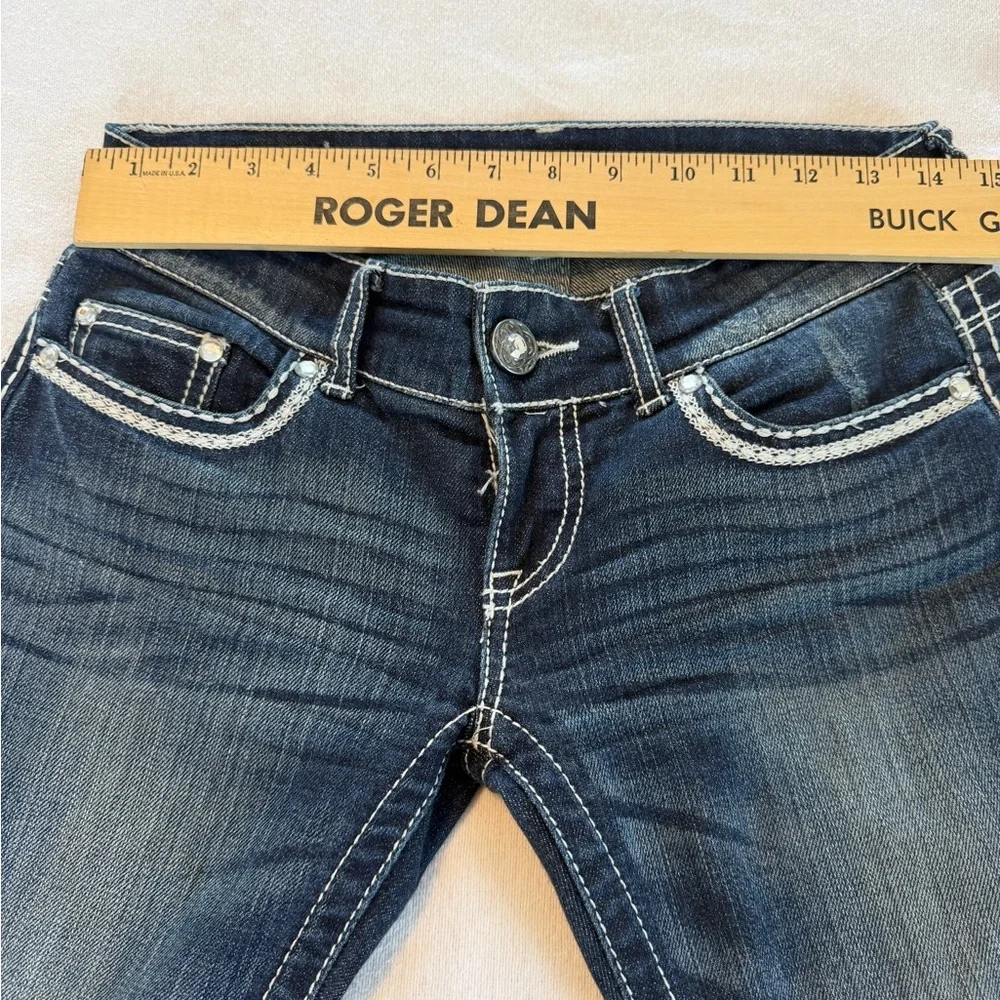 Daytrip Leo 26R Dark Wash Bootcut Jeans Western Cowgirl Y2K Flap Pocket Stretch - Picture 8 of 13